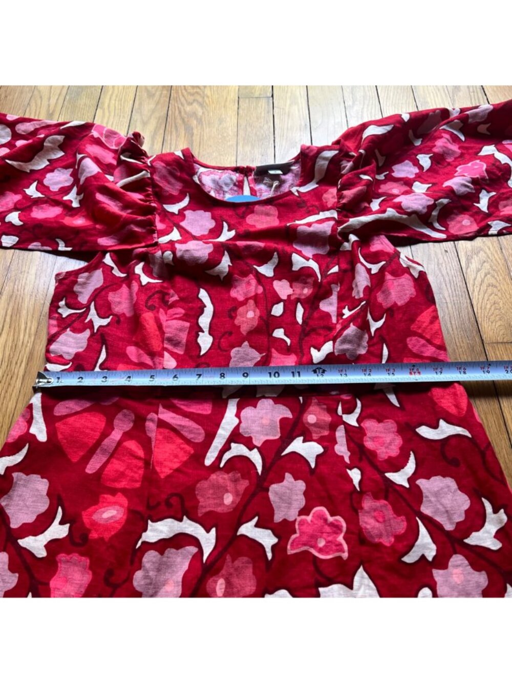 Rhode X Target Size 14 NEW Red Zinnia Floral Print Short Bell Sleeve Midi Dress - Picture 6 of 16